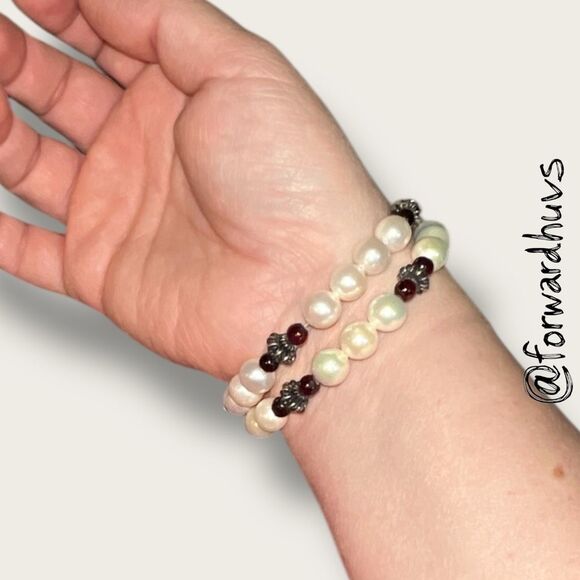 Freshwater Pearl & Garnet Bracelet – Sterling Wire – Appraised $1,795 (Insurance - Picture 12 of 14